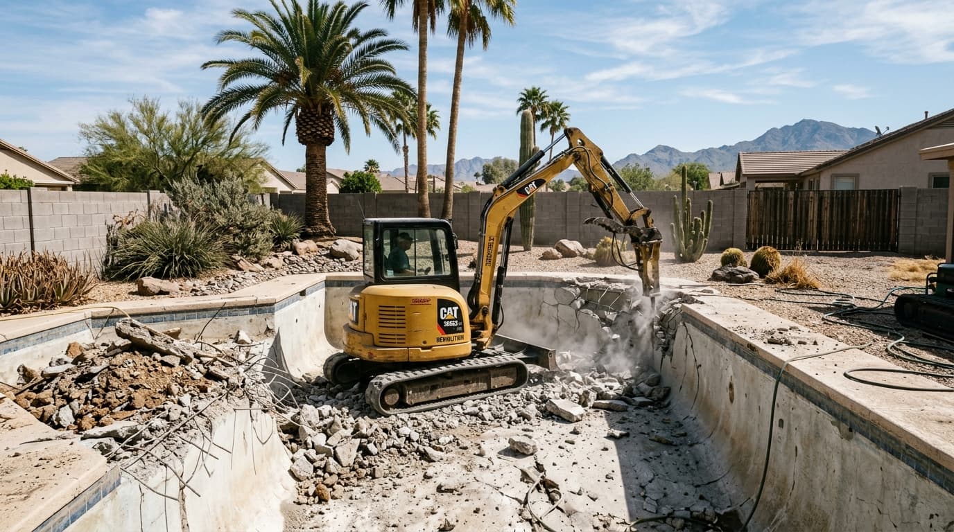 Heavy machinery excavation in Mesa Arizona